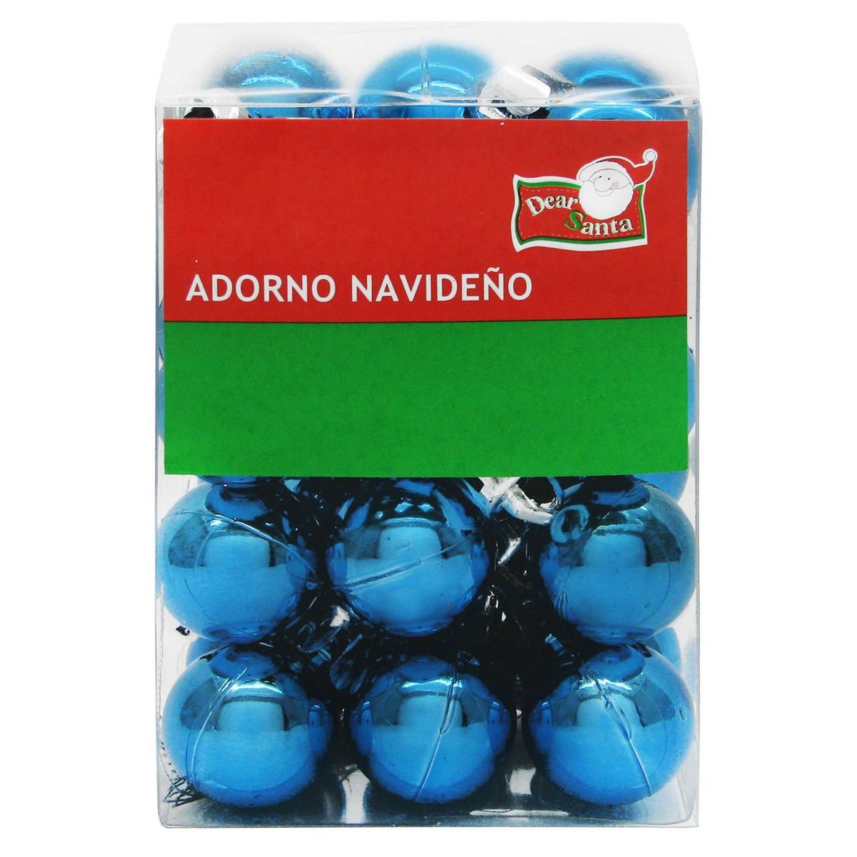 DEAR SANTA - Set 24 Esferas Brillo Azul Navidad 2cm