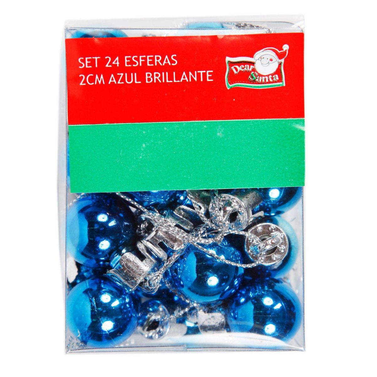 DEAR SANTA - Set 24 Esferas Brillo Azul Navidad 2cm