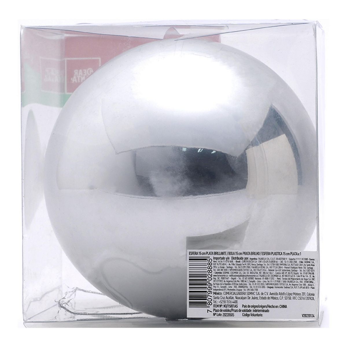 DEAR SANTA - Esfera de Navidad Plata 15cm