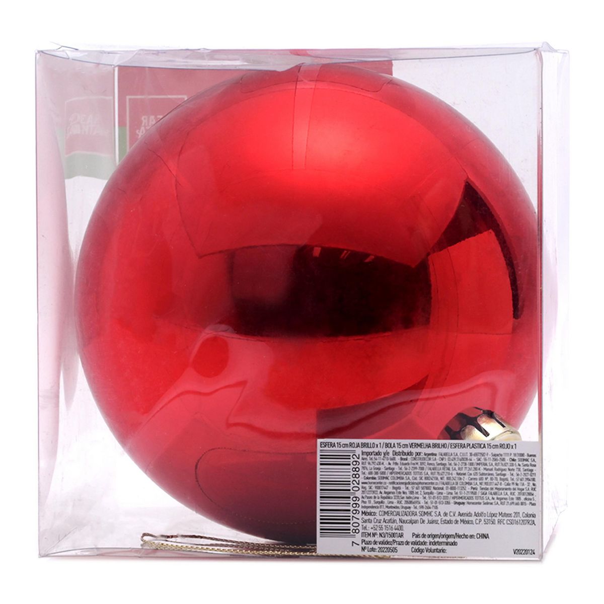 DEAR SANTA - Esfera de Navidad Rojo 15cm