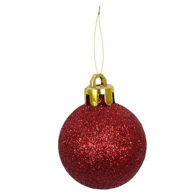 Set 24 Esferas Escarcha Roja Navidad 4cm