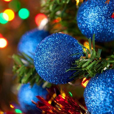 Set 12 Esferas Escarcha Azul Navidad 6cm
