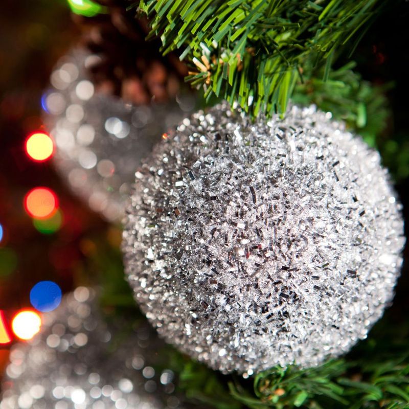 DEAR SANTA - Set 12 Esferas Escarcha Plata Navidad 6cm
