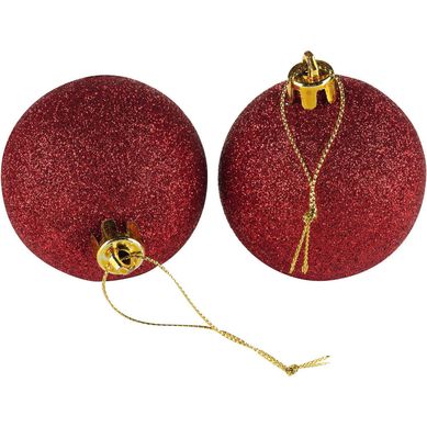 Set 12 Esferas Escarcha Roja Navidad 6cm