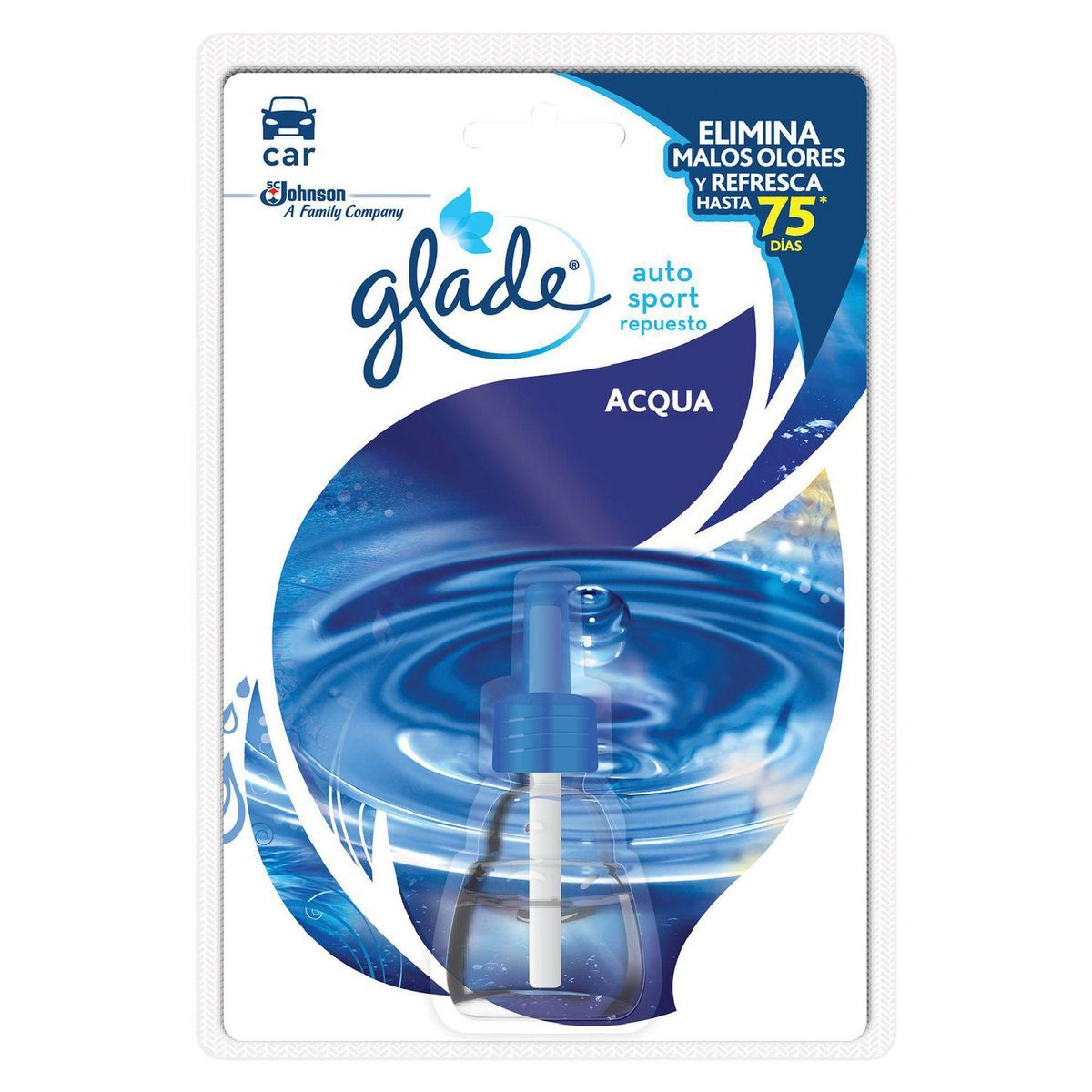 GLADE - Repuesto Aromatizante Glade Líquido Auto Sport Aroma Acqua
