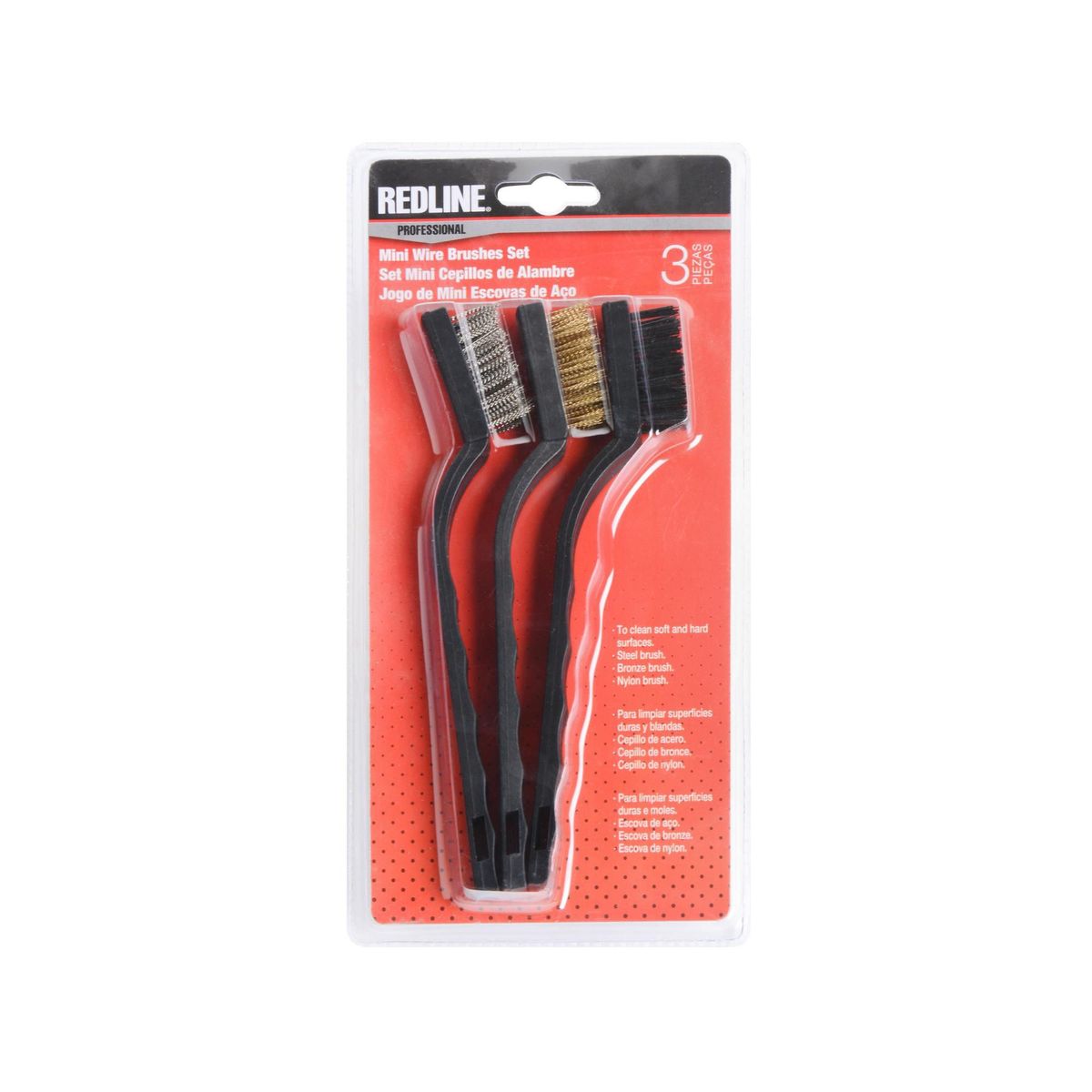 REDLINE - Juego 3 minicepillos alambre