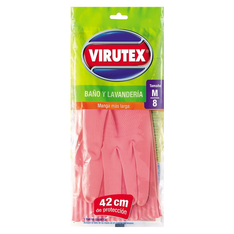 VIRUTEX - Guantes de Látex Multiuso Talla M  - Rosado