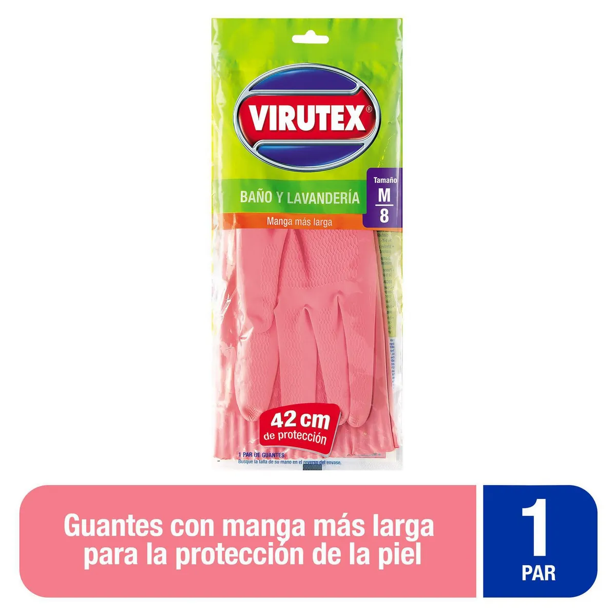 VIRUTEX - Guantes de Látex Multiuso Talla M - Rosado
