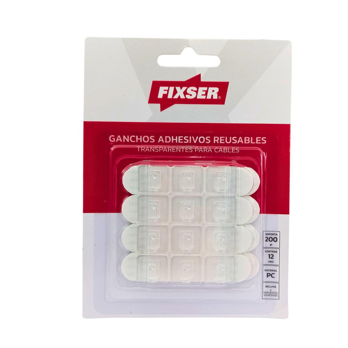 ZENDER - Gancho Adhesivo Transparente 225Gr x 6und