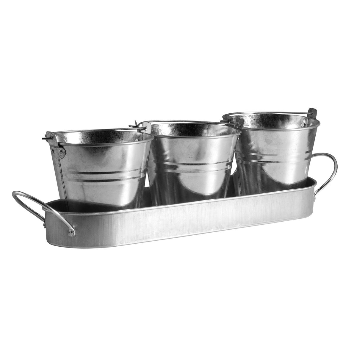 CASA BONITA - Set 3 baldes de metal con plato