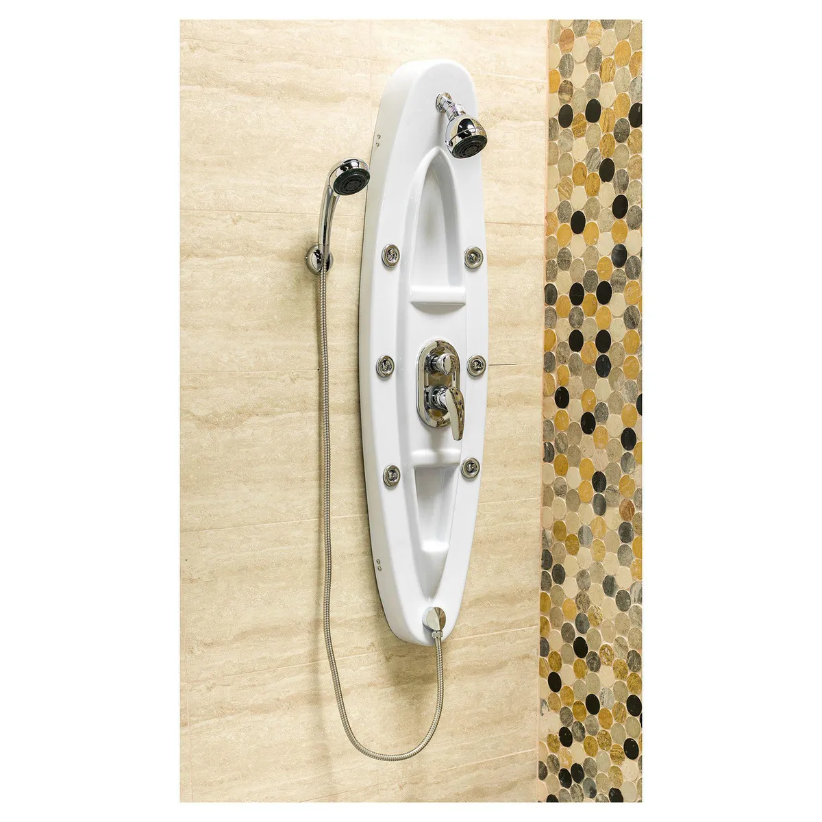 SENSI DACQUA - Columna de Ducha Hidromasaje Fibra de Vidrio 120x30cm Blanca