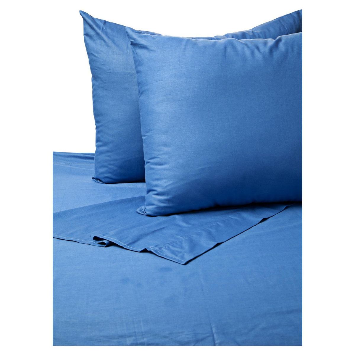 JUST HOME COLLECTION - Juego de Sábanas Algodón 2 Plazas 132 Hilos Azul