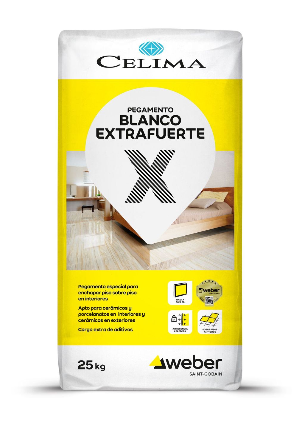 CELIMA - Pegamento para Cerámicas o Porcelanatos Celima Blanco Extrafuerte 25kg