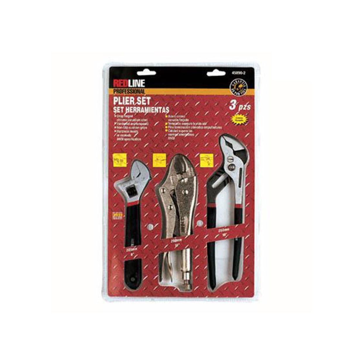 REDLINE - Set De Alicates y Llave Ajustable Acero Redline 3 Unidades