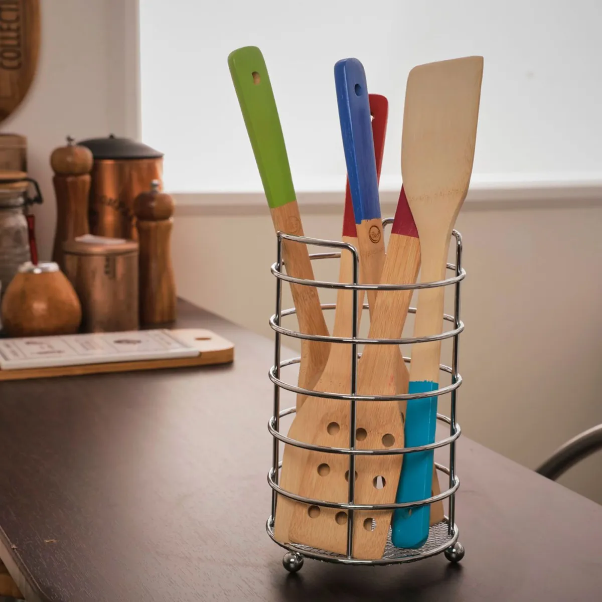 CASA BONITA - Porta Cubiertos Organizador de Cocina Redondo