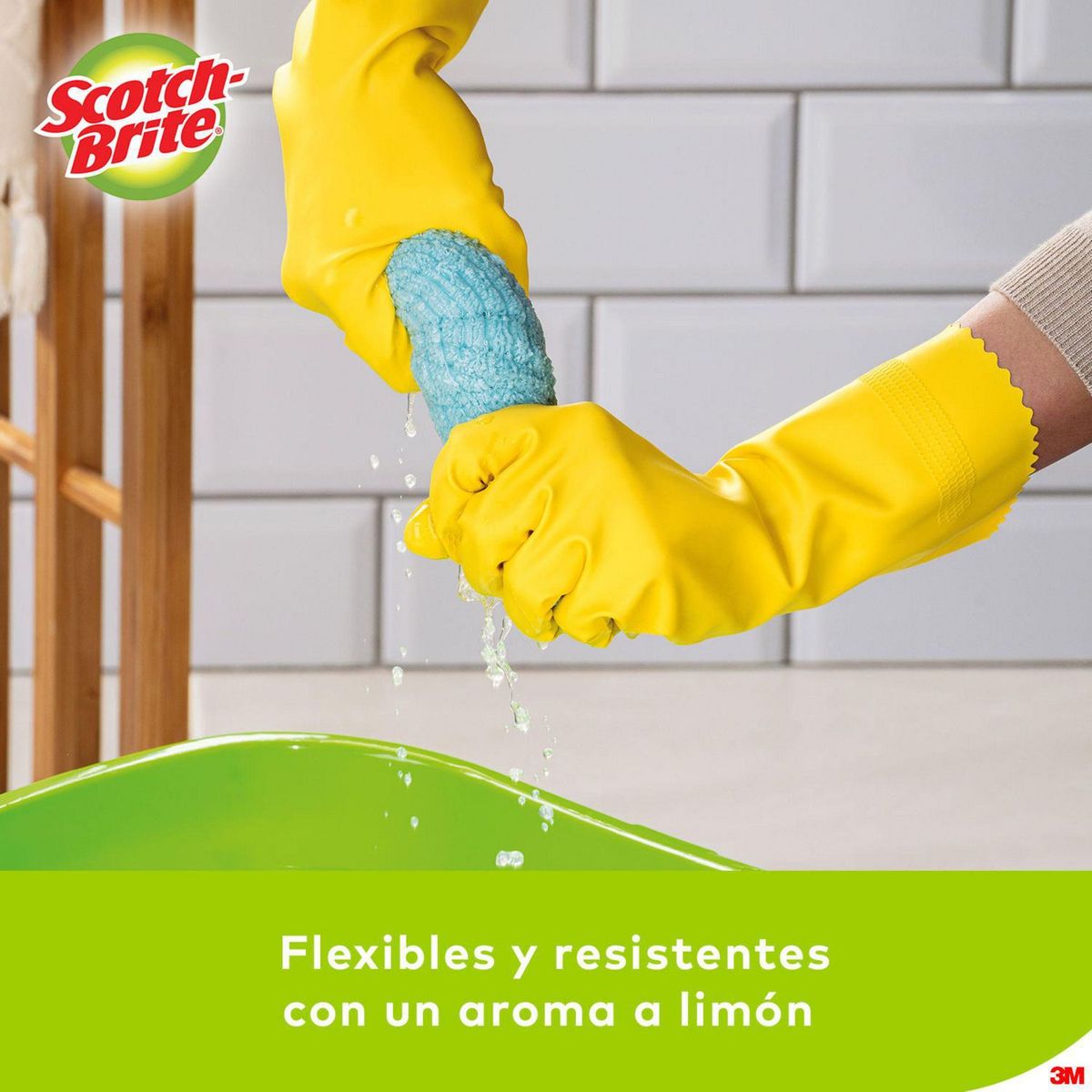 SCOTCH BRITE - Guantes de Baño y Lavandería Talla L - Amarillo