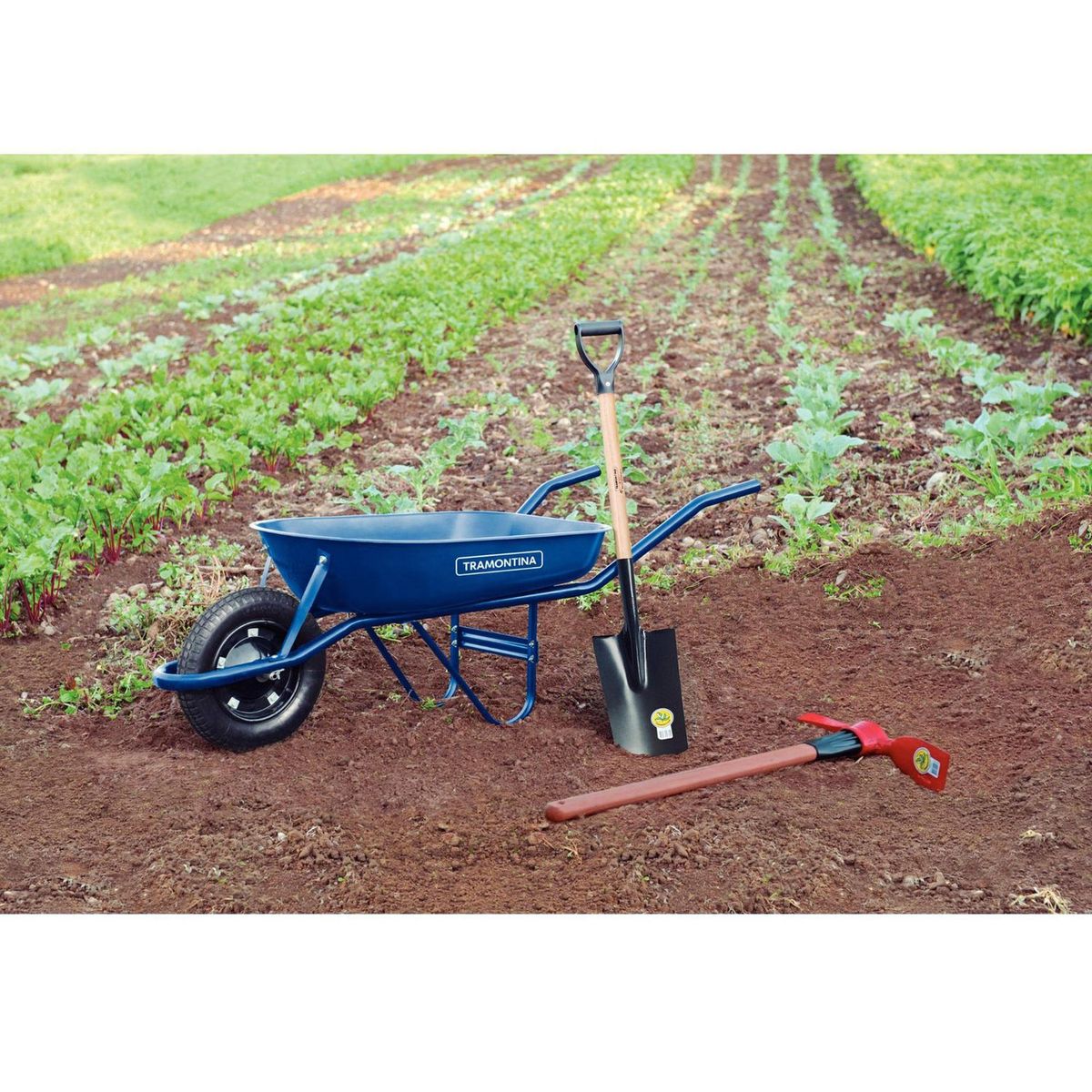 TRAMONTINA - Pala Recta Acero Negro con Mango de Madera 21.6x6.8cm