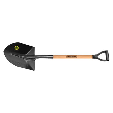 Pala Punta Huevo Acero Negro con Mango de Madera 27x16.1cm