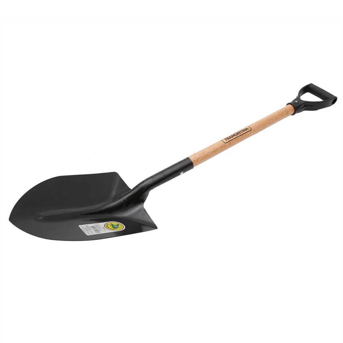 TRAMONTINA - Pala Punta Huevo Acero Negro con Mango de Madera 27x16.1cm