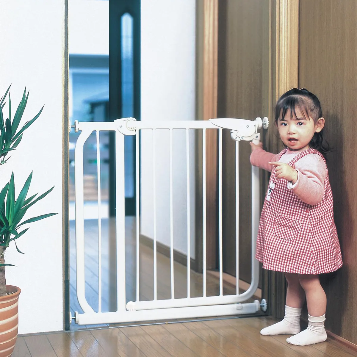 HOLZTEK - Puerta de Seguridad Barras Metal Niños 70 a 86cm Blanco