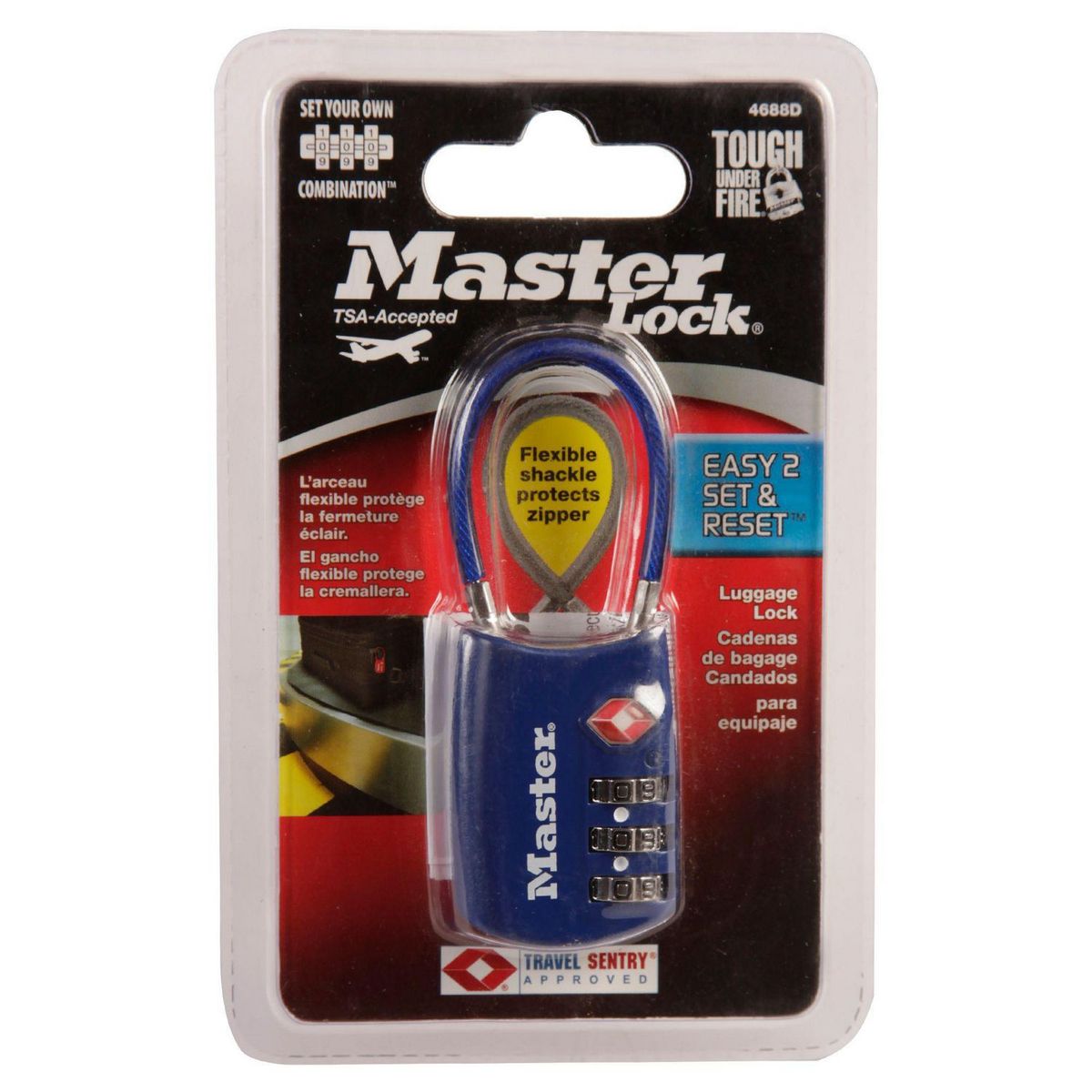 MASTERLOCK - Candado con Clave para Maleta TSA 4688D Masterlock