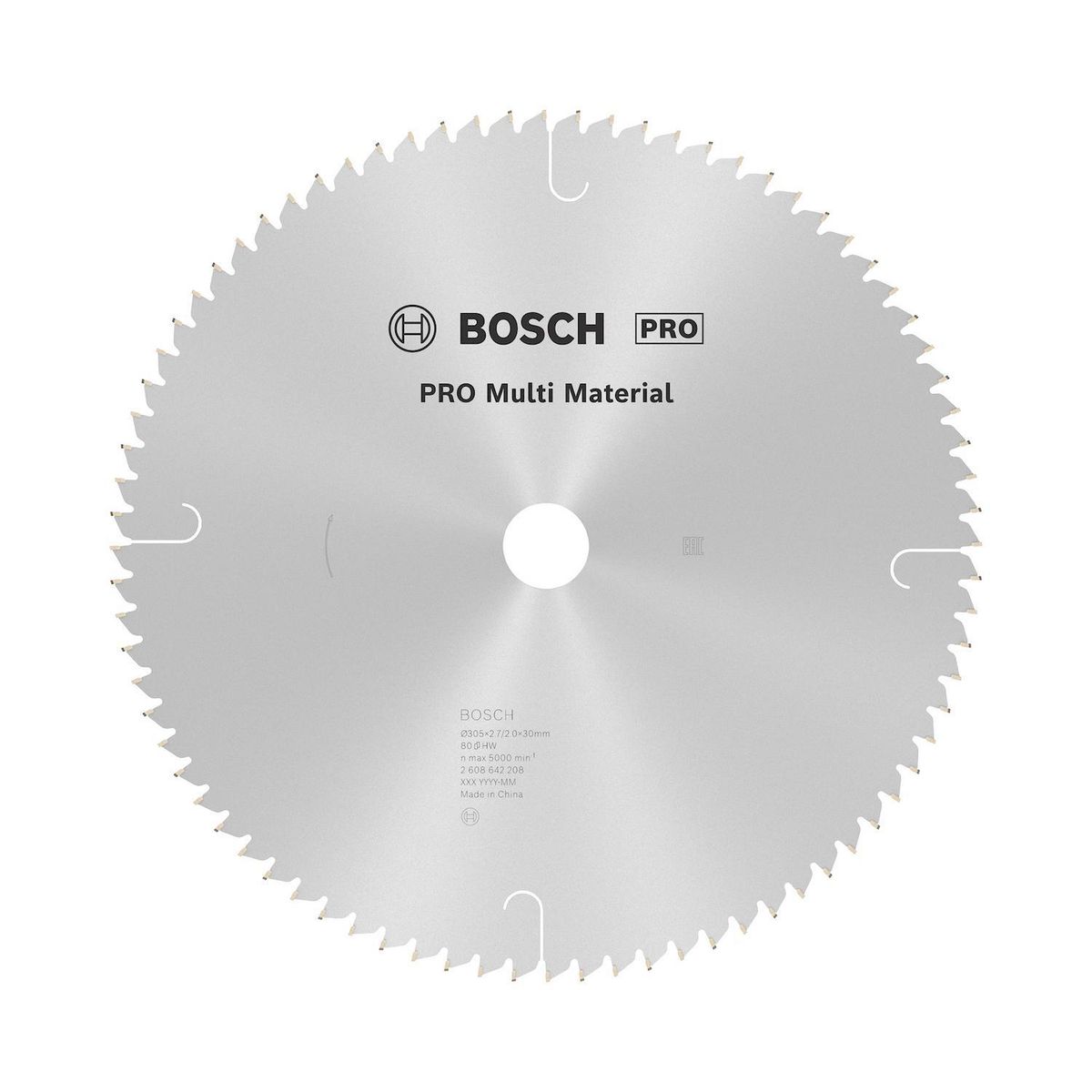 BOSCH - Disco de sierra circular multimaterial 305, orificio de 30 mm, 2 mm de espesor, 80 dientes