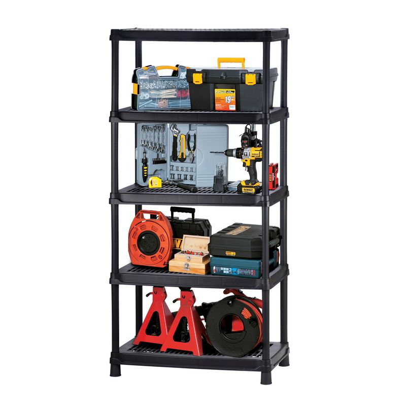 RIMAX - Estante Plástico 5 Niveles 186x91x41cm 350kg Negro