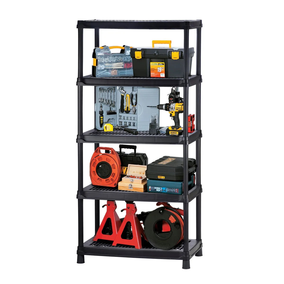 RIMAX - Estante Plástico 5 Niveles 186x91x41cm 350kg Negro