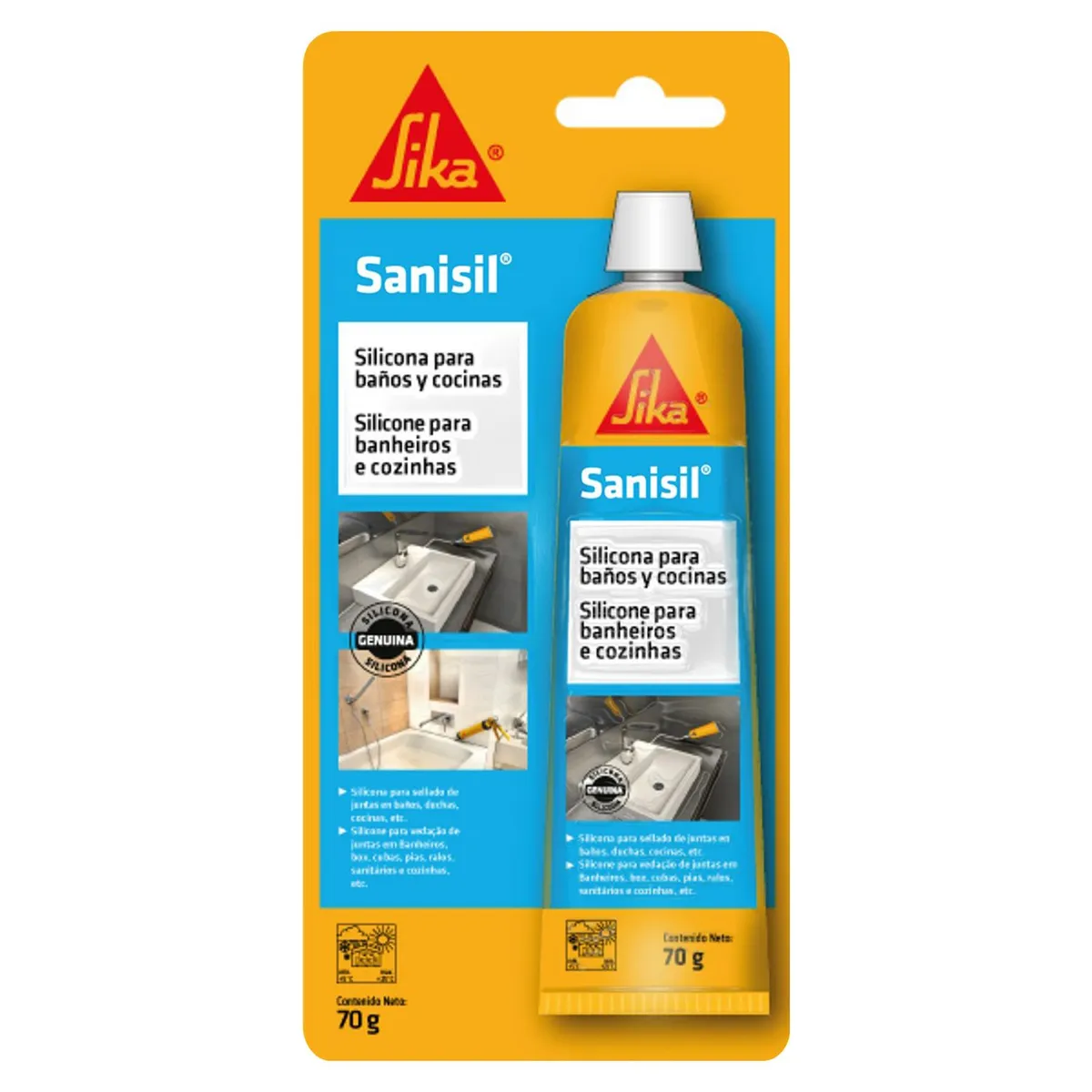 SIKA - Silicona Antihongos Para Baños Y Cocinas Sanisil Transparente 70gr
