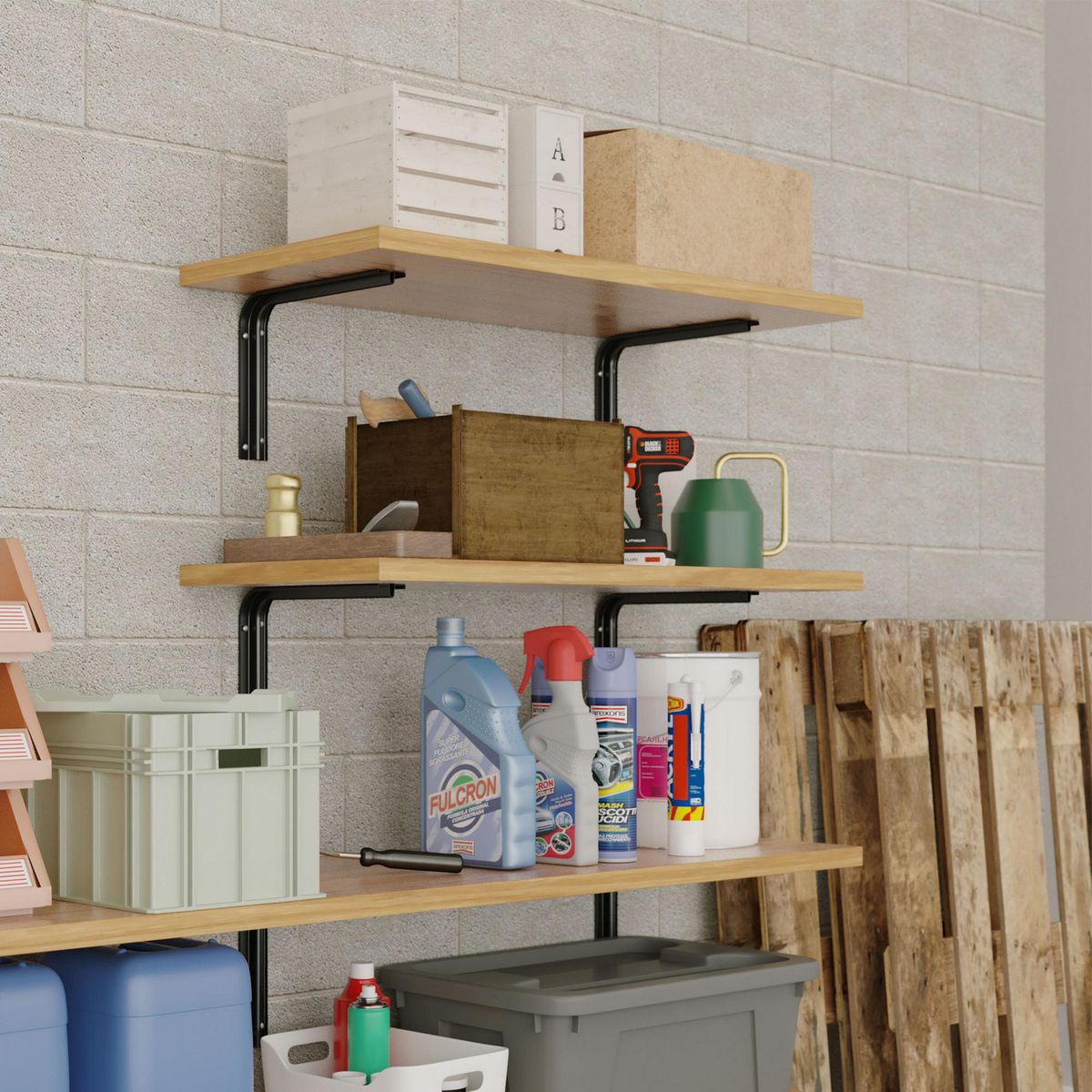 DUCASSE - Soporte Repisa Acero 20x25cm Negro