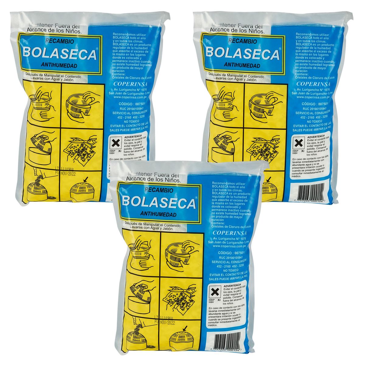 BOLASECA - Deshumedecedor de Recambio 3 unid.