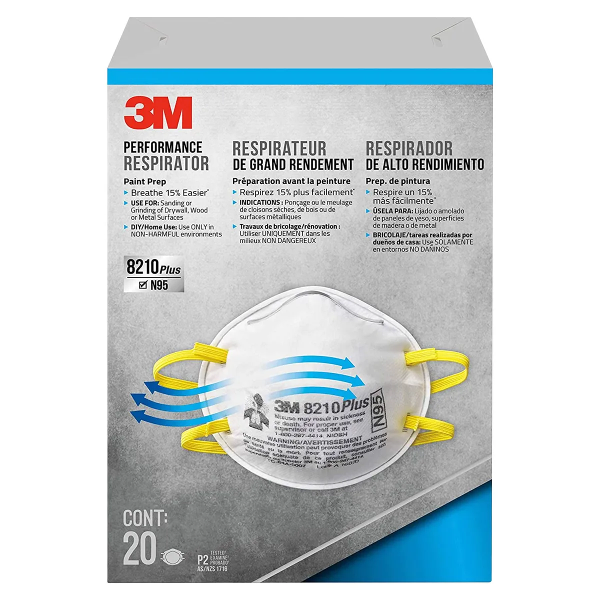 3M - Mascarilla N95 Descartable de Poliéster 8210 3M x 20 unid.