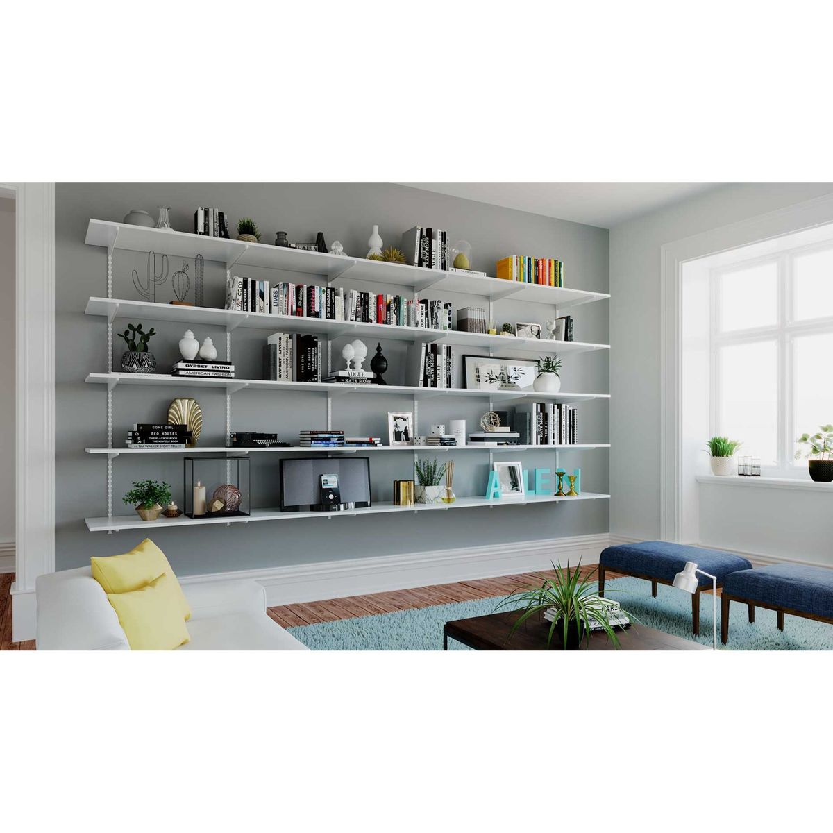 DUCASSE - Soporte Repisa Graduable Doble 22cm Blanco