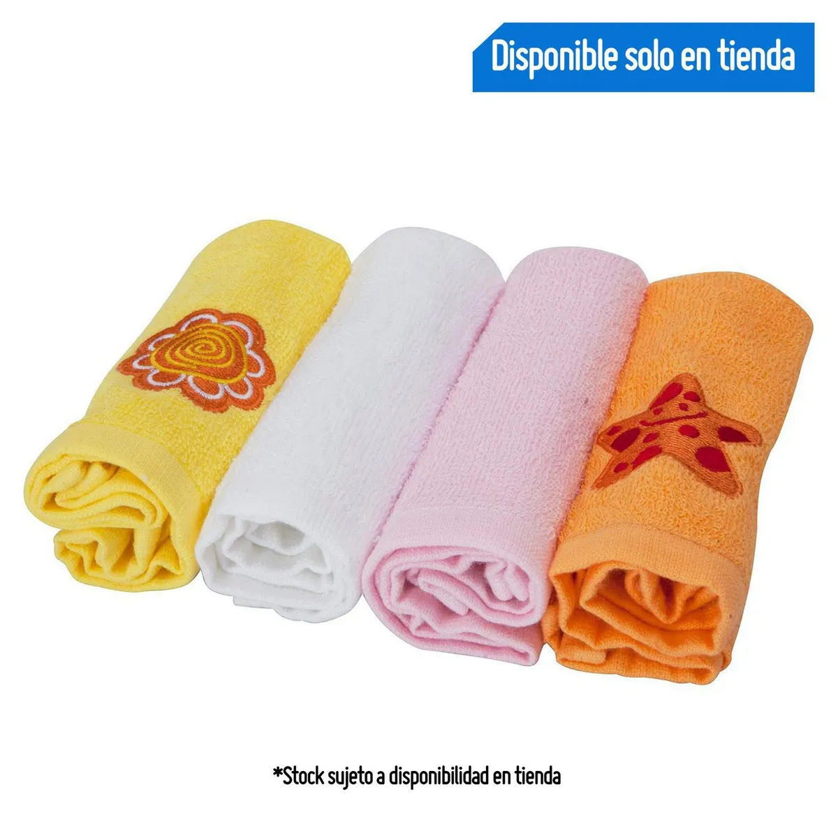 JUST HOME COLLECTION - Setx4 Toallitas de Baño Infantiles de Algodón 27x27cm