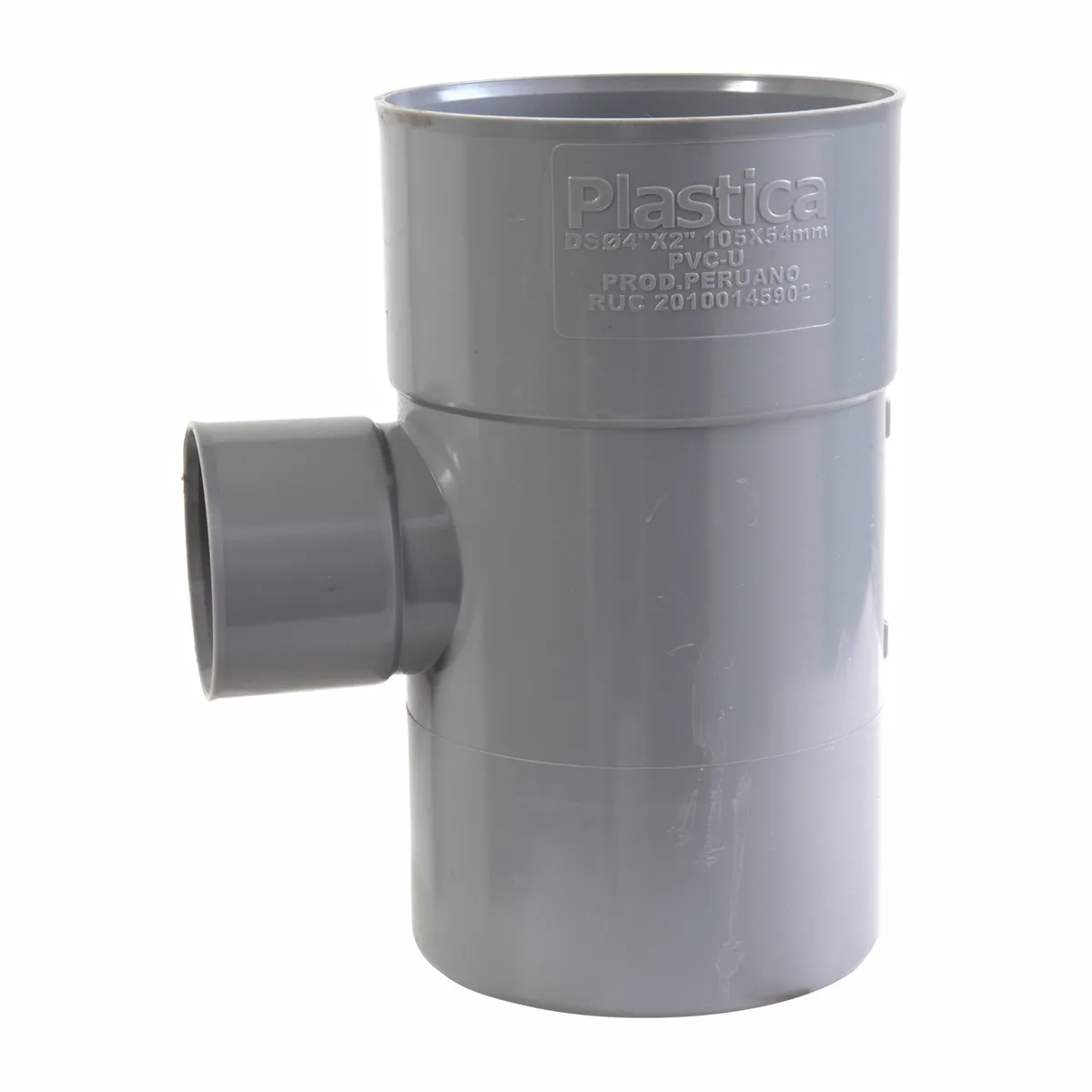 PLASTICA - Tee 4"x2" PVC Sal simple presión Plastica