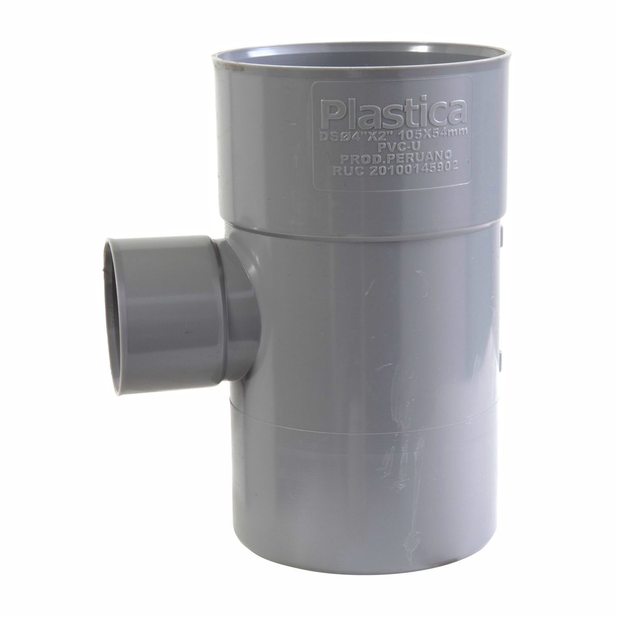 PLASTICA - Tee 4"x2" PVC Sal simple presión Plastica