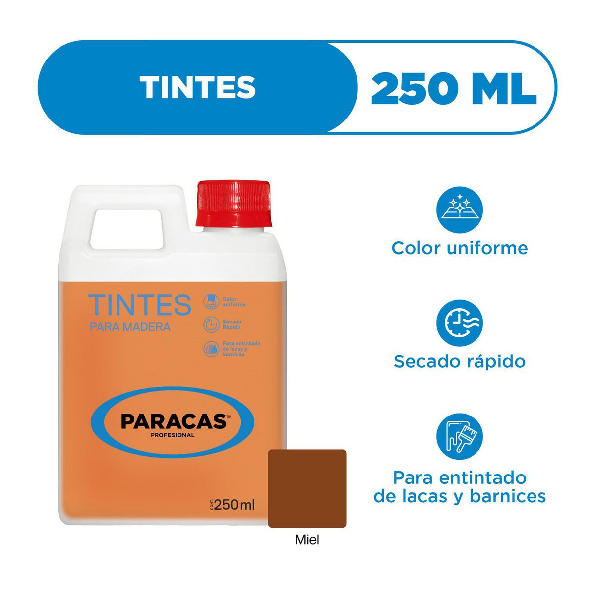 PARACAS - Tinte para madera miel 250ml