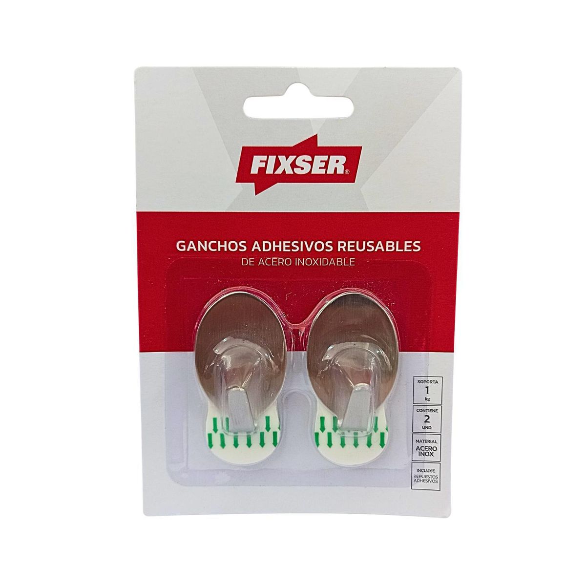 ZENDER - Gancho Adhesivo Acero 1Kg x 2und