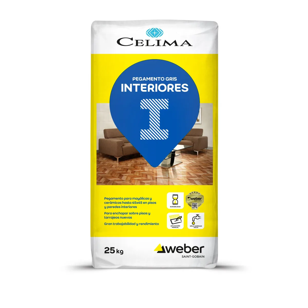 CELIMA - Pegamento para Cerámicas Celima Gris Interiores 25kg