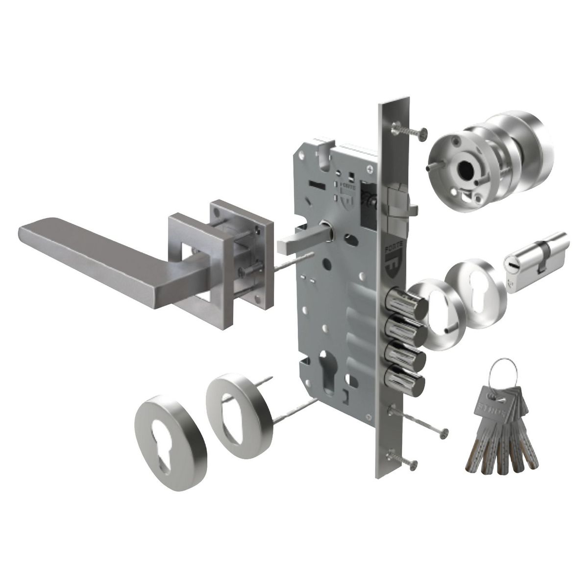 FORTE - Cerradura de Embutir Cuadrada Principal Der-Izq Forte