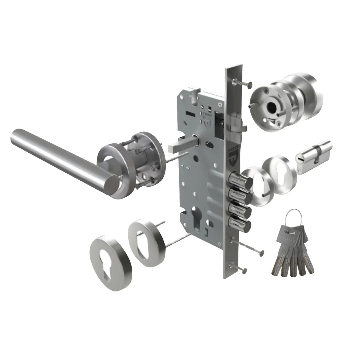 FORTE - Cerradura de Embutir Redonda Principal Der-Izq Forte