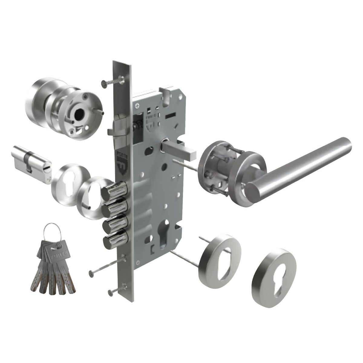 FORTE - Cerradura de Embutir Redonda Principal Izquierdo Forte