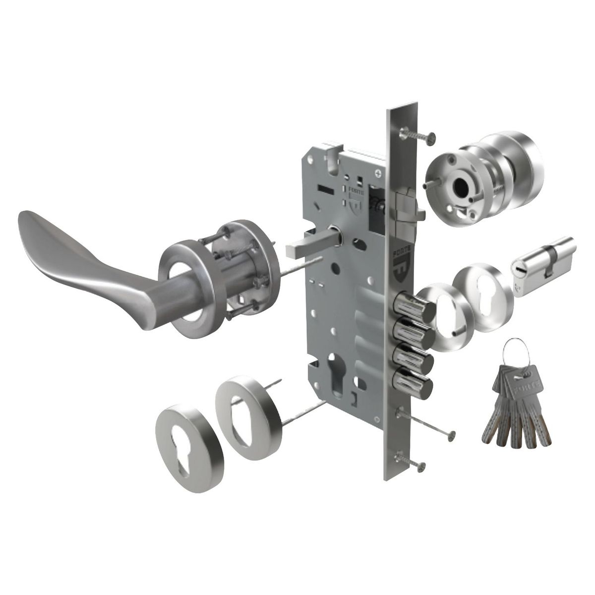 FORTE - Cerradura de Embutir Onda Principal Derecho Forte