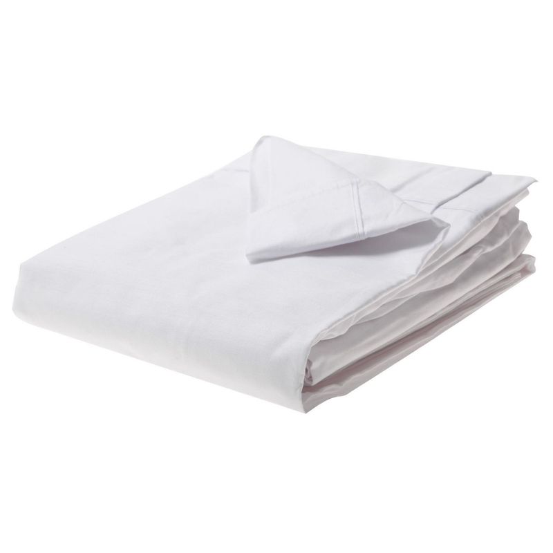 JUST HOME COLLECTION - Juego de Sábanas Algodón 1.5 Plazas 132 Hilos Blanco