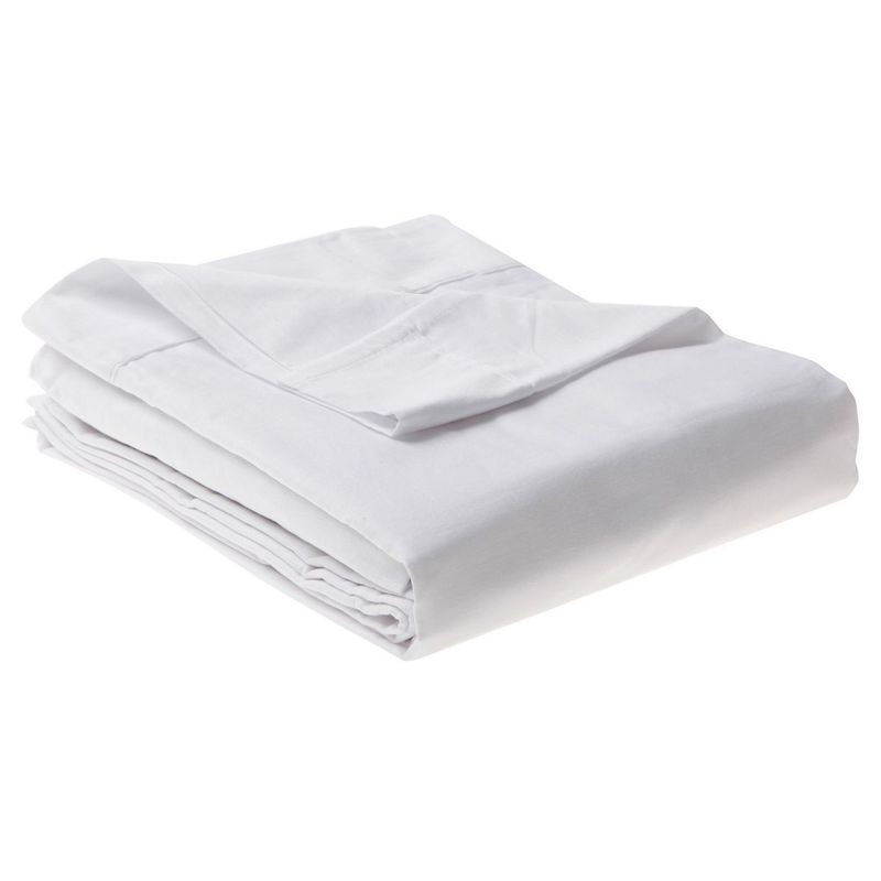 JUST HOME COLLECTION - Juego de Sábanas Algodón 2 Plazas 132 Hilos Blanco