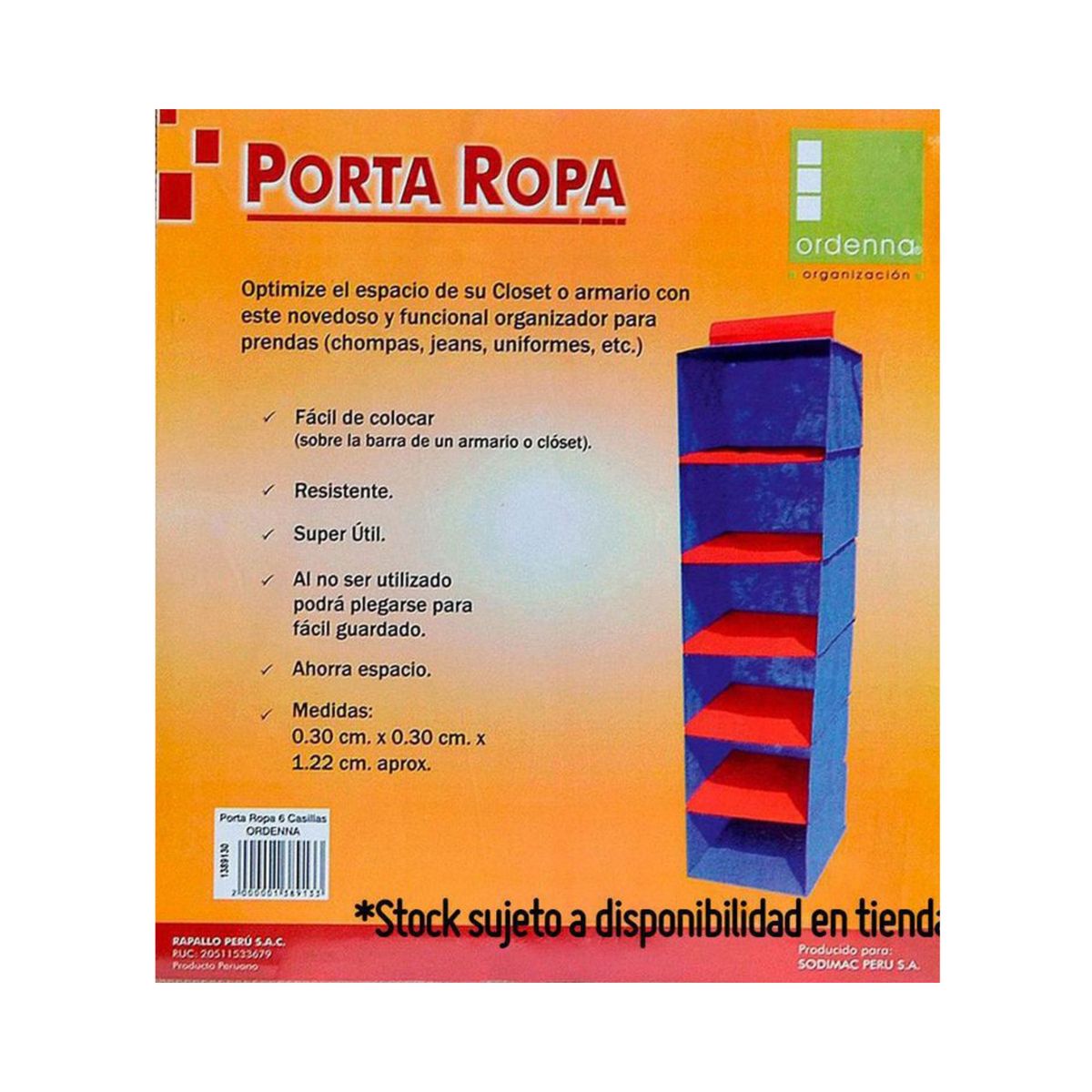 RAPALLO - Organizador de Ropa 6 Divisiones Azul
