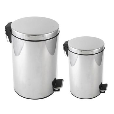 Set Papeleras Redondas de Metal con Pedal 12 y 13 litros