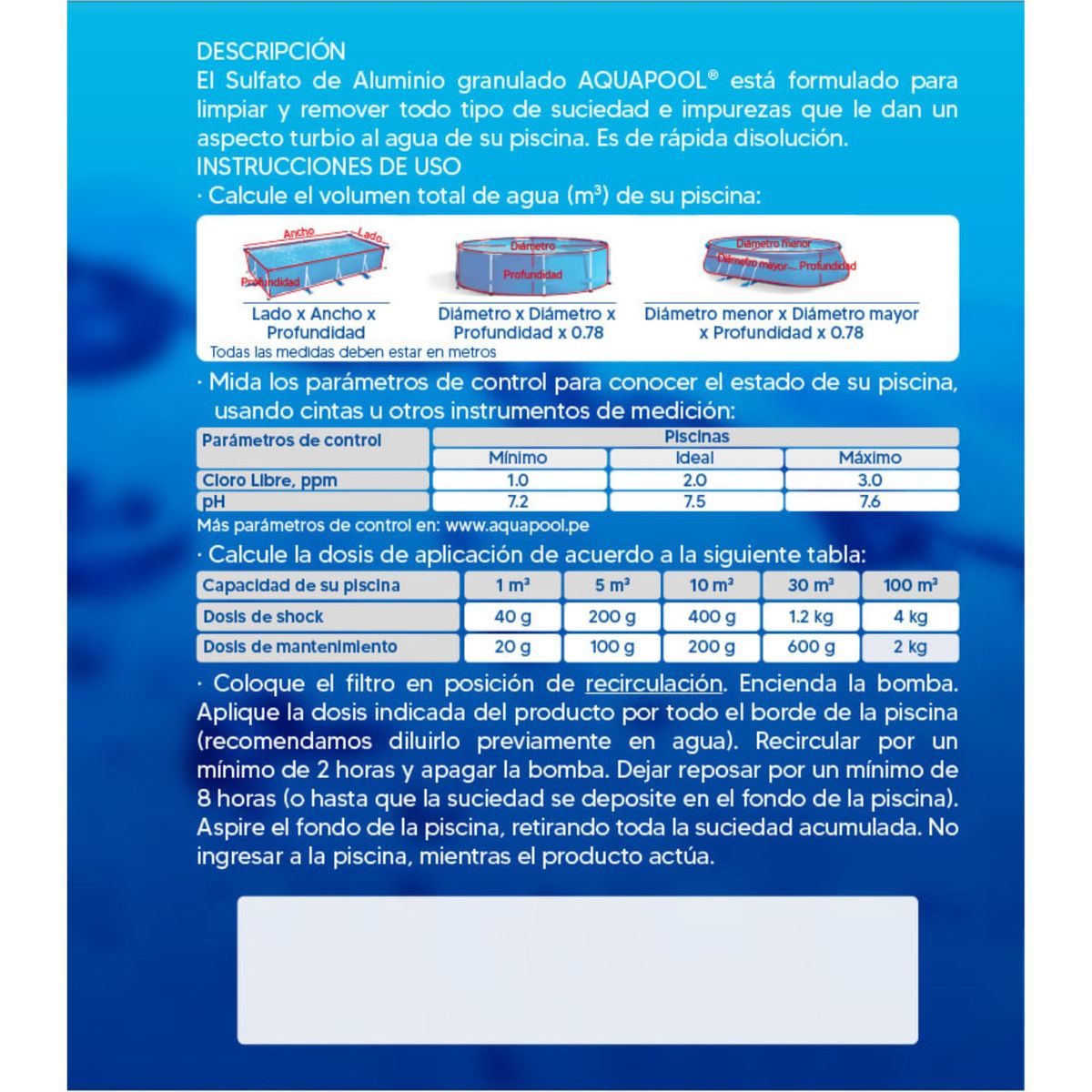 AQUAPOOL - Sulfato de Aluminio Granulado 4kg