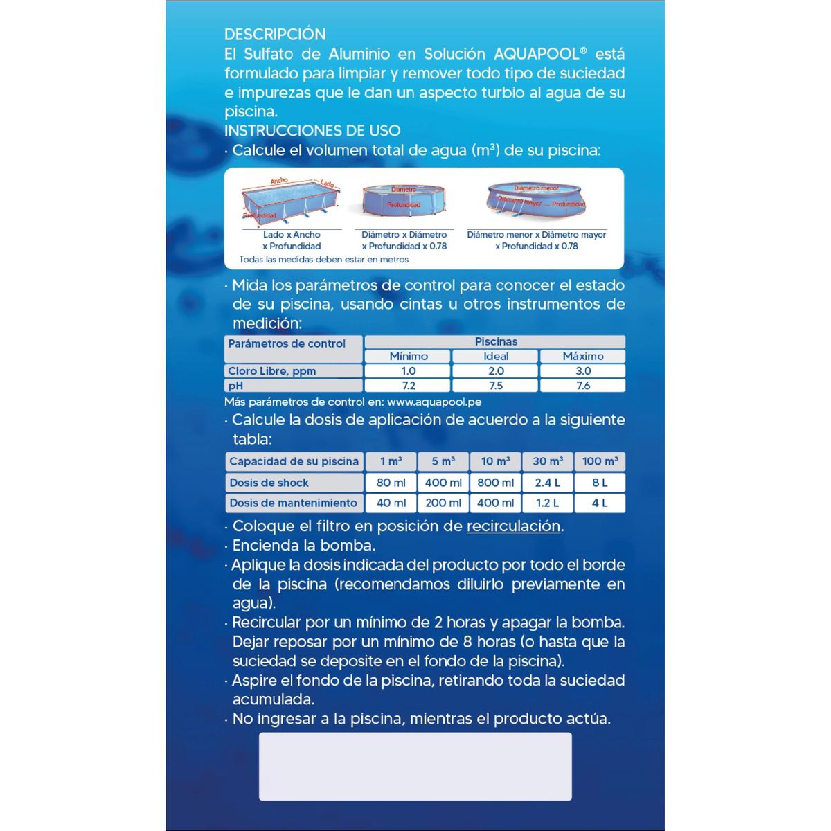 AQUAPOOL - Sulfato de aluminio líquido 1 L