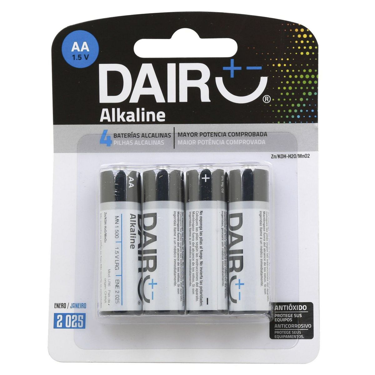DAIRU - Pack de 4 Pilas Alcalinas Dairu AA 1.5V